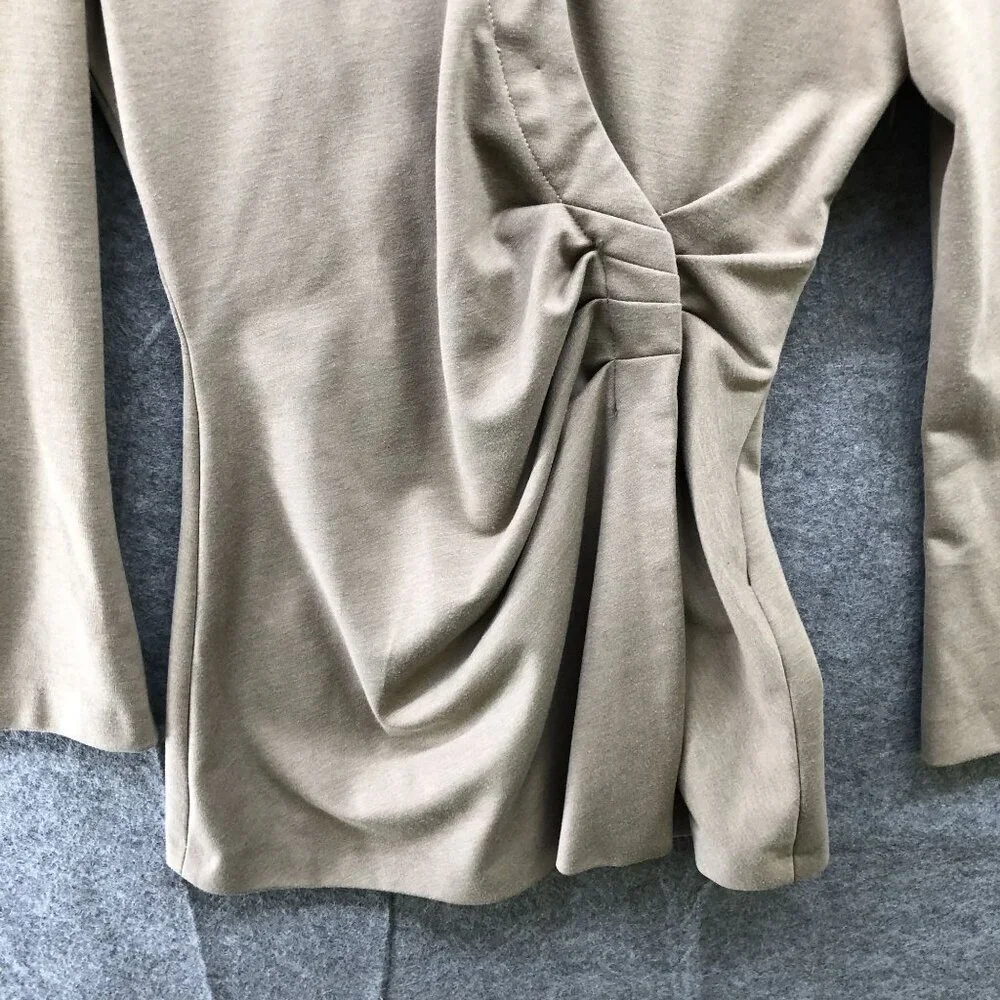 Zara Pleated‎ Shirt Mid Camel Longline Womens S Suit Career Workwear Thick